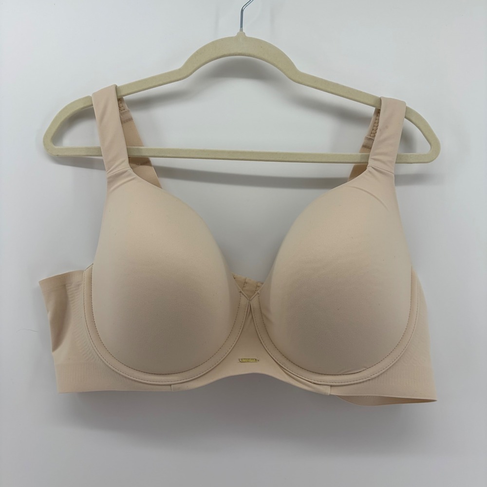 Cacique 44D Lightly Lined Balconette Bra Beige Full Coverage Support